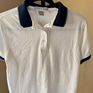 White and Navy Button Down Shirt for Women